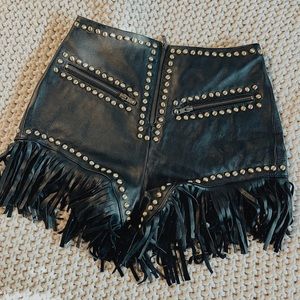 Understated Leather Fringe shorts.